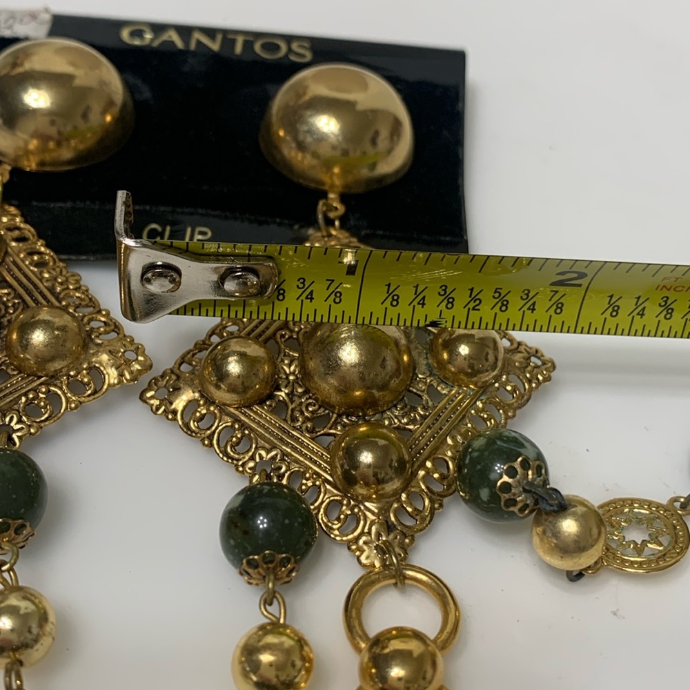 Gold dangle earrings vintage Gypsy boho - Picture 8 of 11